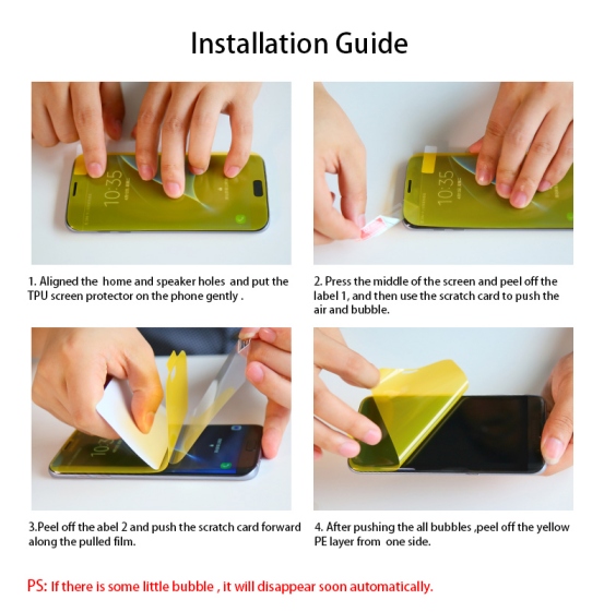 Installation guide of Nano Full Cover TPU Screen Protectors