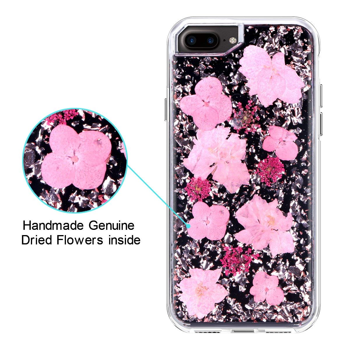Glitter Case with Dried Natural Flower