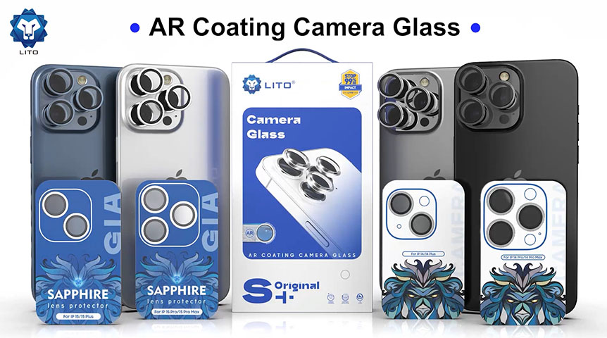 Protetor de lente de câmera de metal com revestimento LITO S+ AR para modelos de iPhone