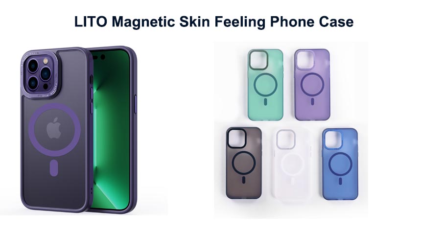 Capa de telefone com sensação de pele magnética LITO para iPhone