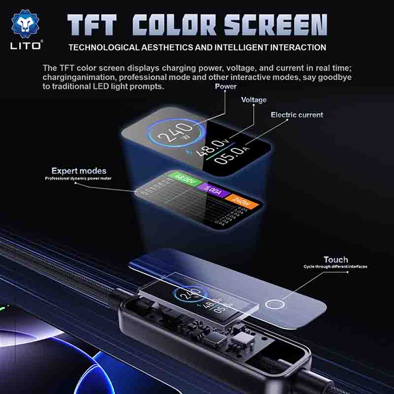 fast charging cable with screen