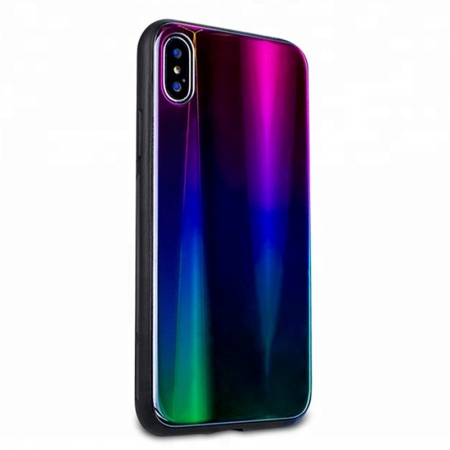 Caso protetor do telemóvel de vidro luxuoso da Aurora TPU de IPhone X 