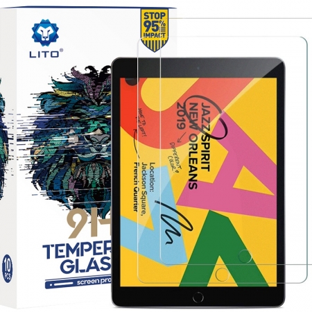 LITO Cobertura Completa Cola Dura 9H Protetor de Tela de Vidro Fosco para iPad 10,2 polegadas (7th Gen, 2019) 