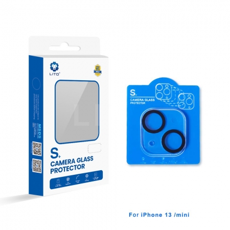 Protetor de lente de câmera de vidro temperado de cobertura total de cola preta LITO para iphone 13 mini 5 . 4 "
 