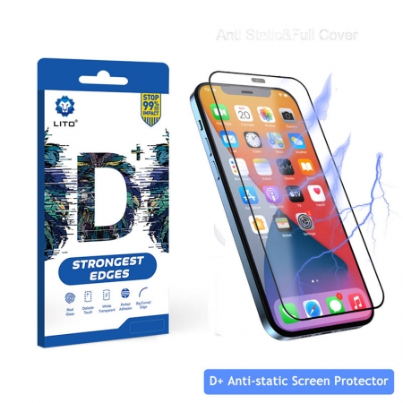 Protetor de tela de vidro temperado LITO D+ antiestático à prova de poeira com cola total para iPhone
 