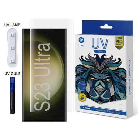 LITO E+ Cola Líquida UV Cobertura Total Protetor de Tela de Vidro Temperado para Samsung Galaxy S23 Ultra 