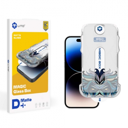 Protetor de tela de vidro fosco LITO D+ com aplicador de fácil instalação para iPhone 14 Series 