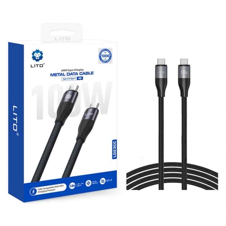 Cabo metálico tipo C de carregamento rápido LITO LD23 6A 100W 