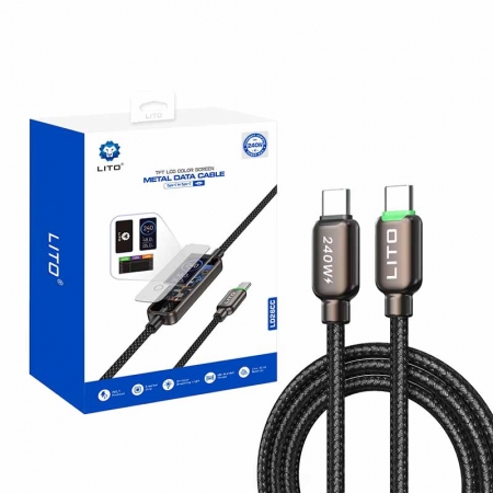 Cabo de carregamento ultrarrápido LITO LD26 240 W com tela colorida TFT LCD 