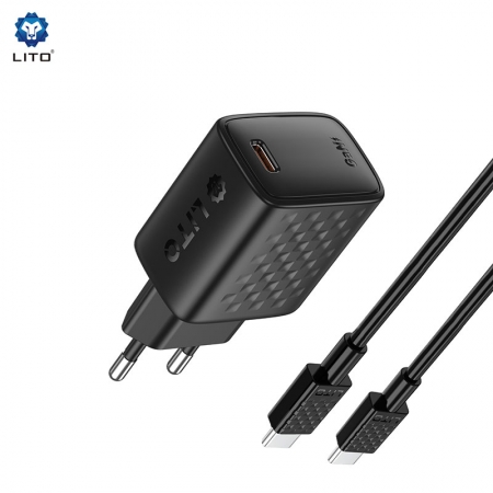 Carregador rápido LITO LC13 GaN de 20 W com porta USB-C 