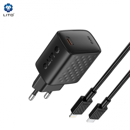 Carregador rápido LITO LC13 GaN de 20 W com porta USB-C 