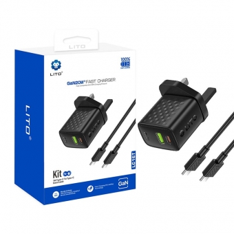 Melhor Carregador Rápido LITO LC16 GaN 20W com USB-C e USB-A para venda