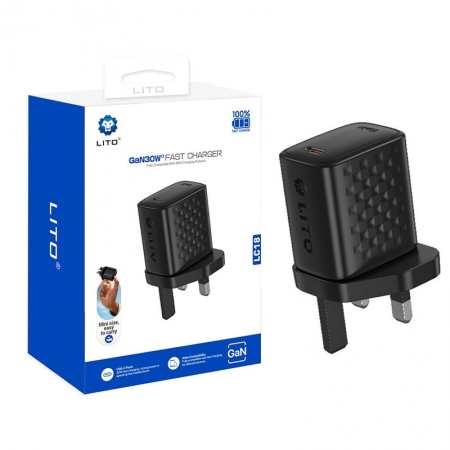 Carregador de Celular e Adaptador de Energia LITO LC18 30W GaN USB-C 