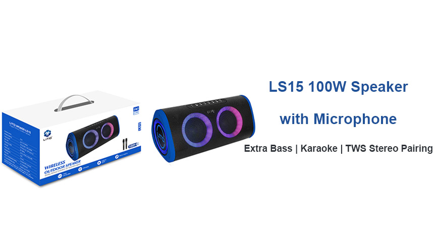 Quer um alto-falante Bluetooth de 100 W com microfone e recursos de karaokê para festas?