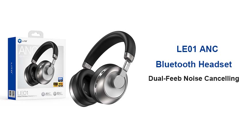 Fone de ouvido Bluetooth 5.4 LITO LE01 ANC com alimentação dupla e cancelamento de ruído, 40 horas de reprodução