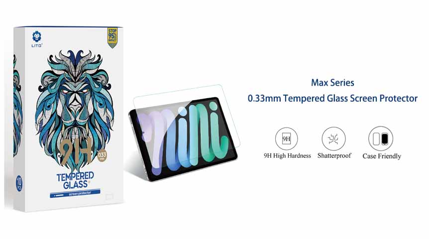 Protetor de tela de vidro LITO Max Series 0.33mm 2.5d IPad para iPad