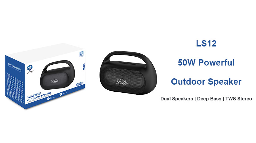 Caixa de Som Sem Fio Lito LS12 de 50W para Ambientes Externos: Som Potente para Todas as Festas ao Ar Livre